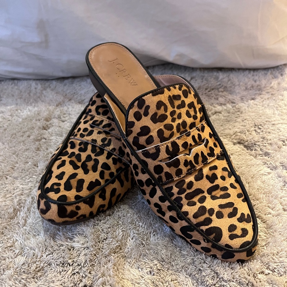 Jcrew leopard print mules size 8.5